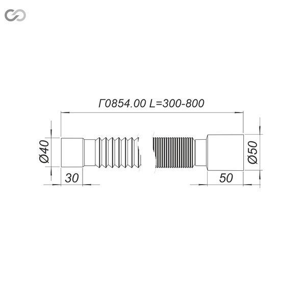 Гнучкий складний відвід SoloPlast Г0854.00, 300&ndash;800 мм, 40/50 мм 00000002204 фото